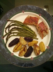 Honey Glazed Salmon, Garlic Butter Asparagus & Roasted Baby Potatoes Medley